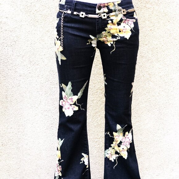 Free People Bellbottom pants with wide legs and orchid design Size 28 - Picture 6 of 6